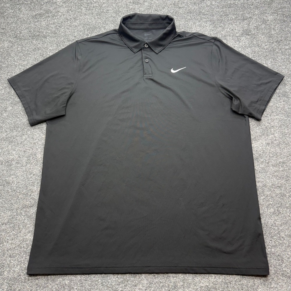 Nike Dri-FIT Mens XL Black Short Sleeve Golf Polo Shirt Swoosh Logo RN56323